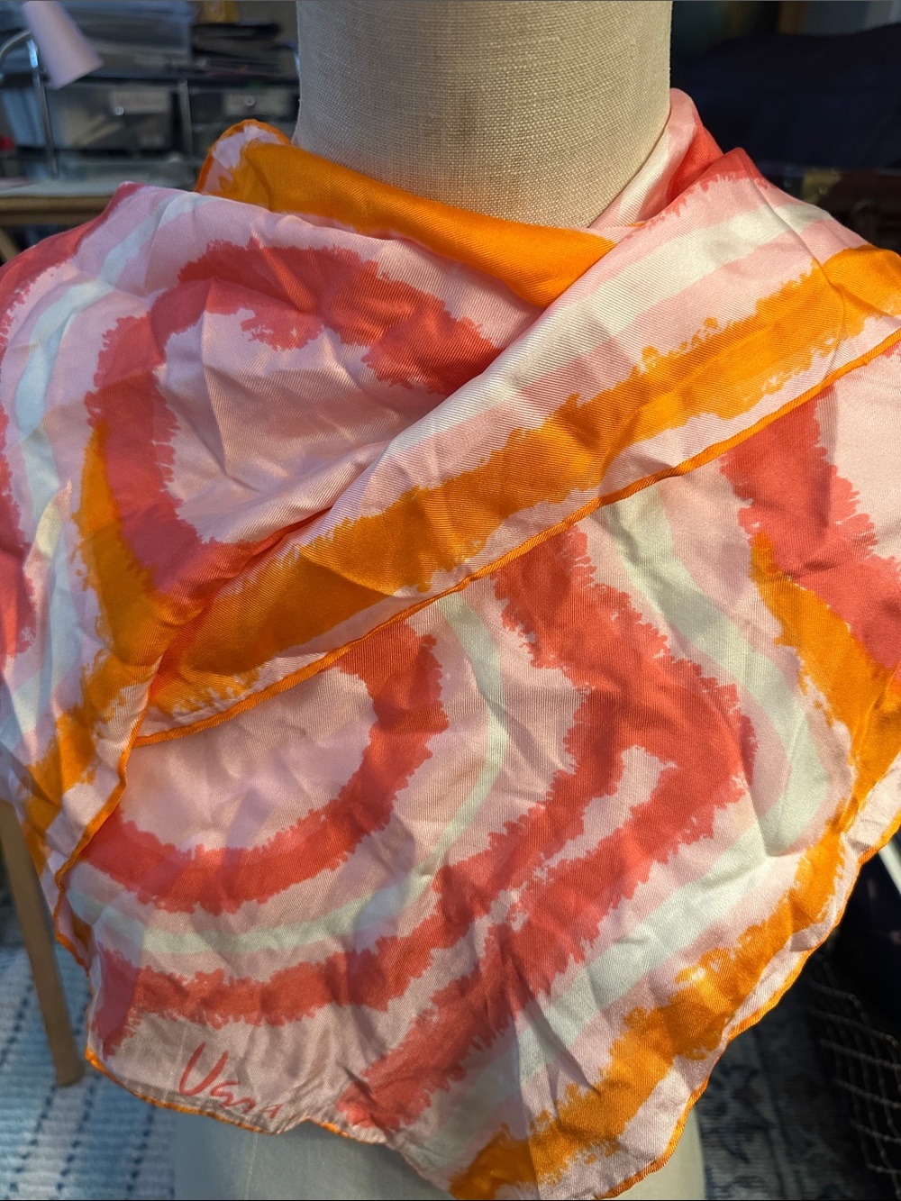 Vera Vibrant Orange & Coral Swirl Scarf